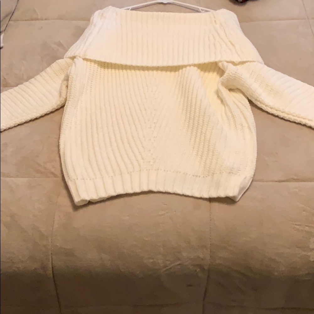 White off the shoulder sweater!